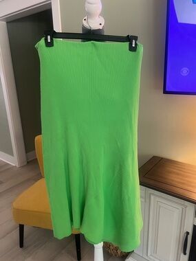 A.L.C. Neon Green Ribbed Maxi Skirt